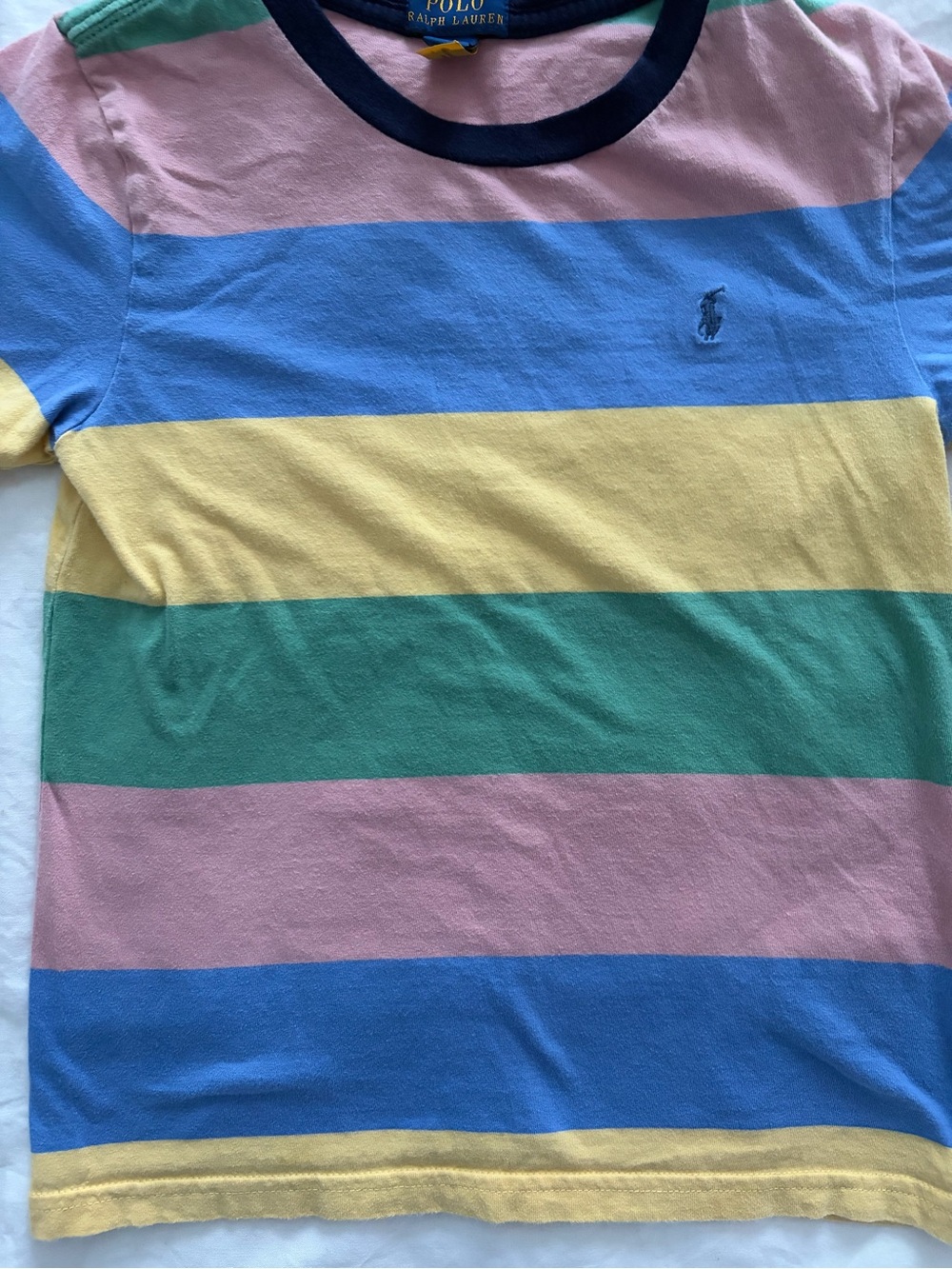 Polo by Ralph Lauren Boys Striped Cotton Jersey Tee in Pastels - Picture 3 of 7